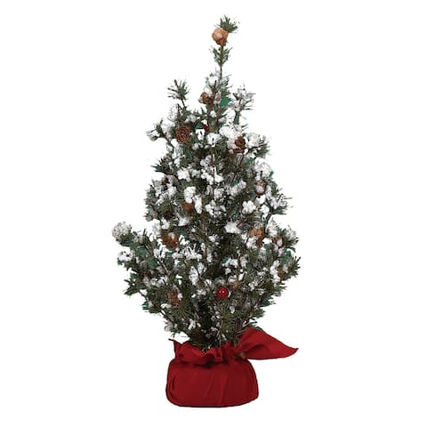 1.5' Green Artificial Christmas Tree in Gift Bag with Berries Unlit - under-3-feet