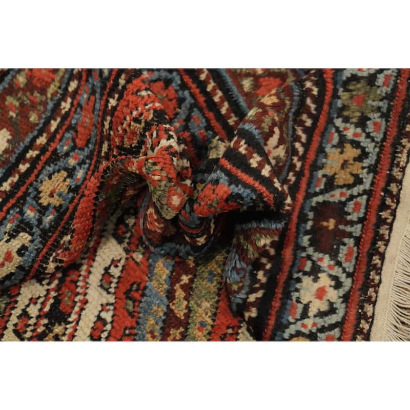 Hand Knotted Oriental 100% Wool Carpet Traditional Geometric Oranges & Rust Bakhtiari Area Rug - 8' 9'' X 4' 7''