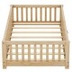 preview thumbnail 11 of 38, Twin Size Pine Wood Floor Bed with Safety Guardrails and Door for Kids, Boys, Girls, Bedroom