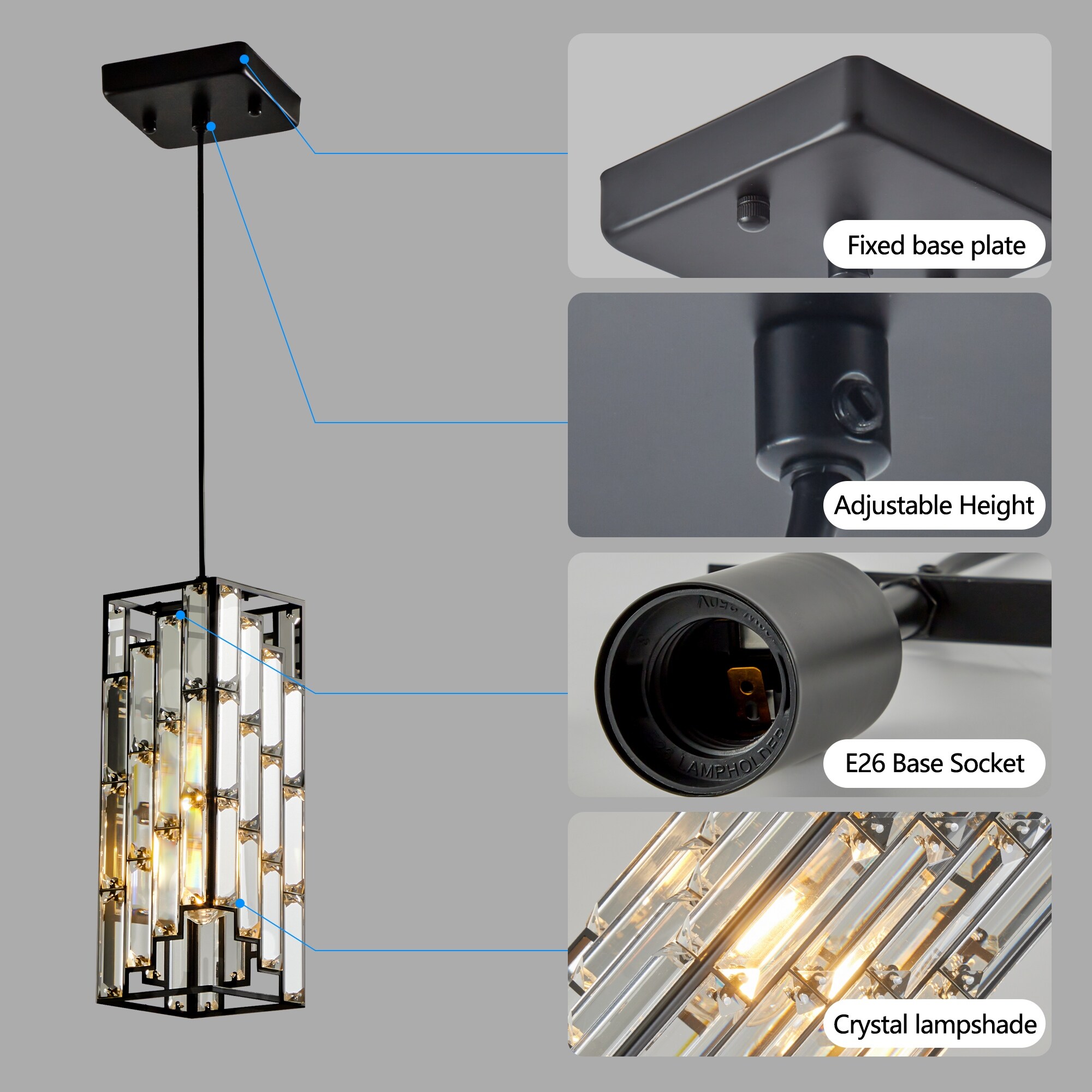 2025-25 秋冬新作  ハイブランドの Modern Lamps Ceiling Black Adjustable Lights Pendant Crystal スポーツトイ・アクショントイ
