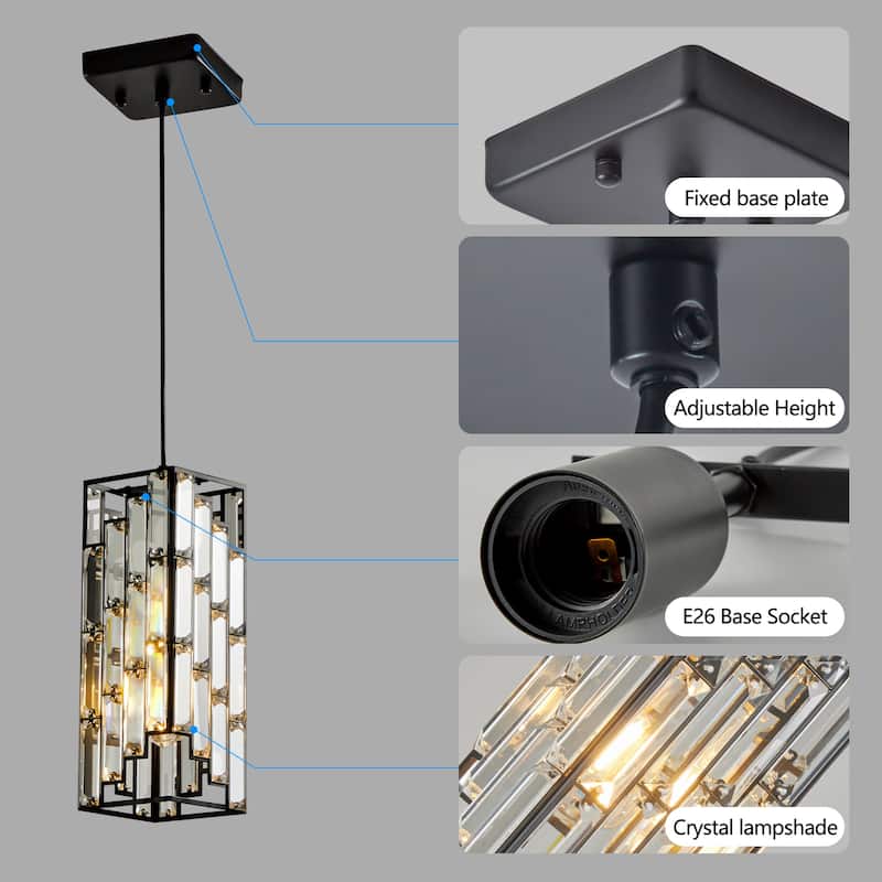 3-Piece Modern Adjustable Pendant Light with Crystal Prism Design