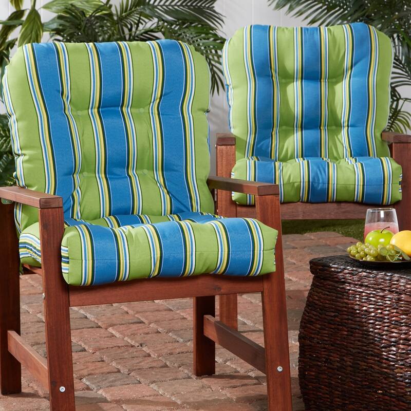 Cayman Stripe 21 x 42-inch Outdoor Seat/Back Chair Cushion (Set of 2) (Cushions Only)