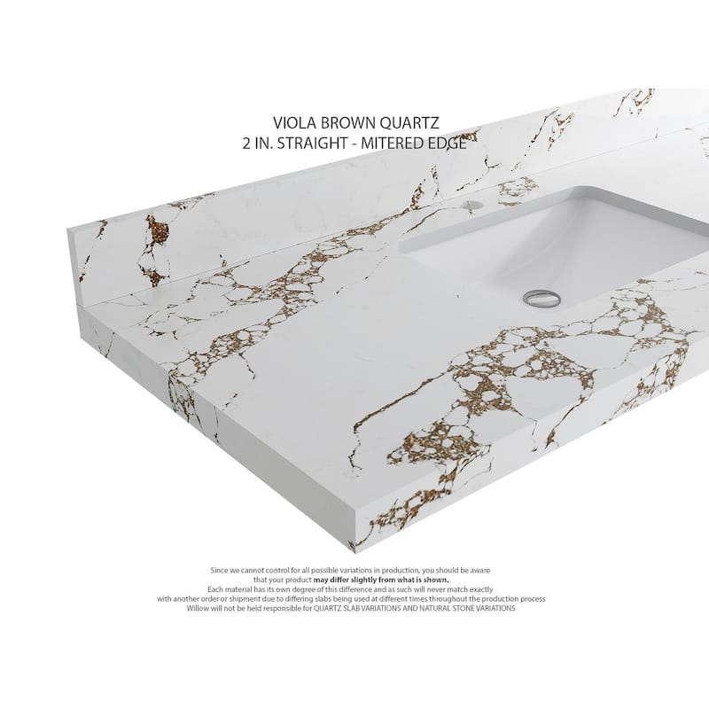 Willow Collection 42 in W x 22 in D x 36 in H Boston Single Bowl Sink Bathroom Vanity with Countertop