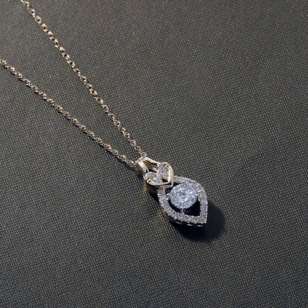 1/6ct TDW Diamond Teardrop Pendant Necklace in 10k Gold for Women