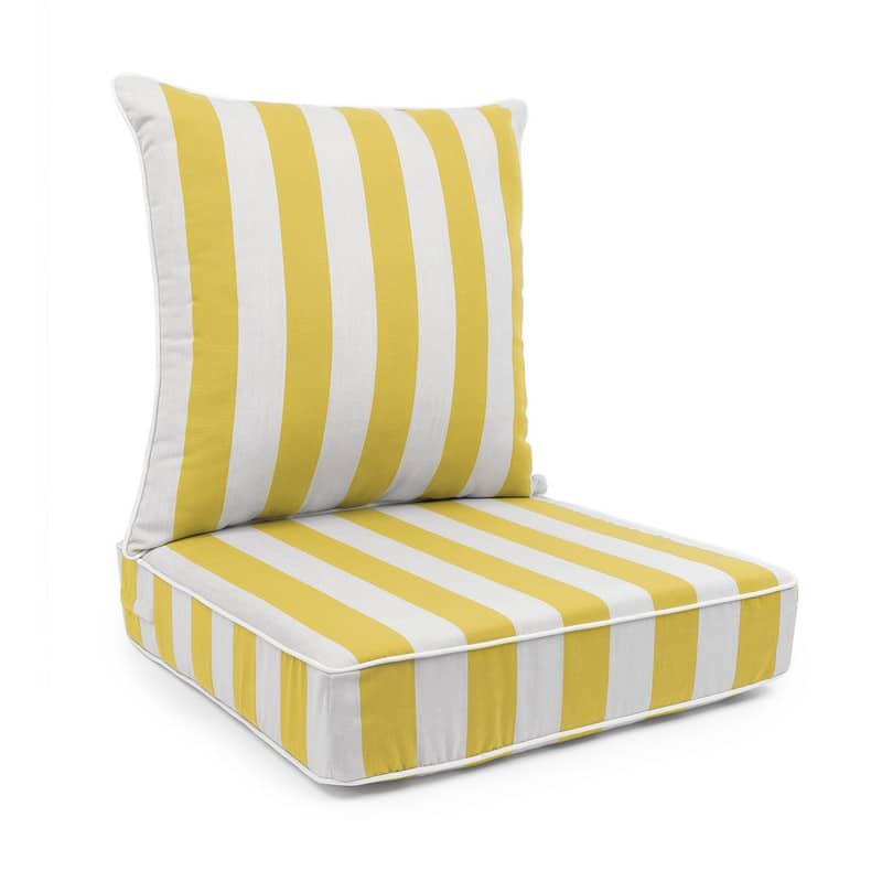 Sherry Kline Indoor/Outdoor Cabana Stripe Deep Seat Cushion (Seat & Back) - Yellow/White
