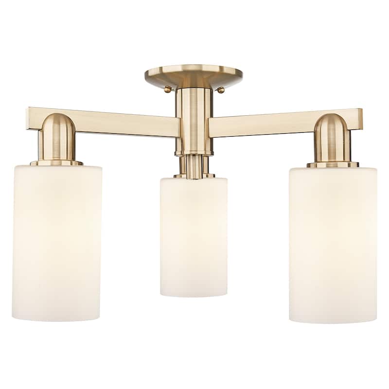 Innovations Lighting 716-3F-11-22 Clymer Semi-Flush Clymer 3 Light 22" - Champagne Bronze / Matte White