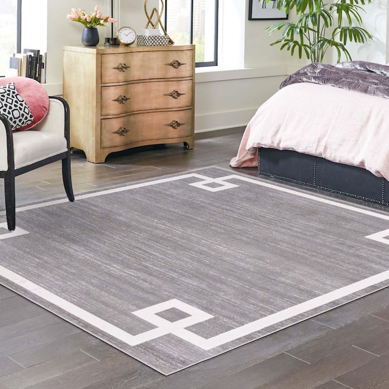 Contemporary Richye Collection Area Rug - Gray - 7'10" Square
