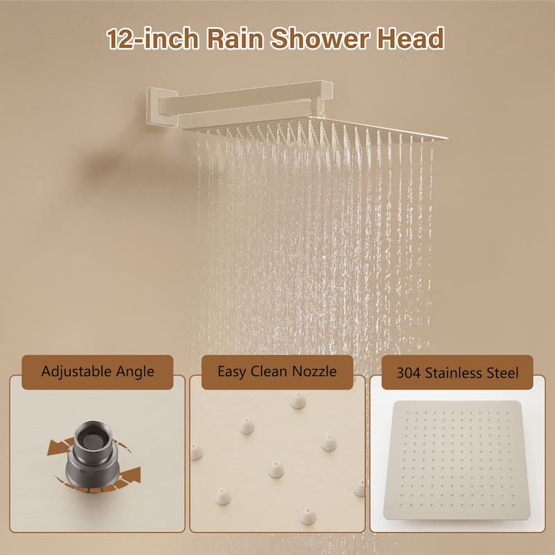 1-Spray Pattern with 2.5 GPM Square Ceiling Mount Rain Fixed Shower Head