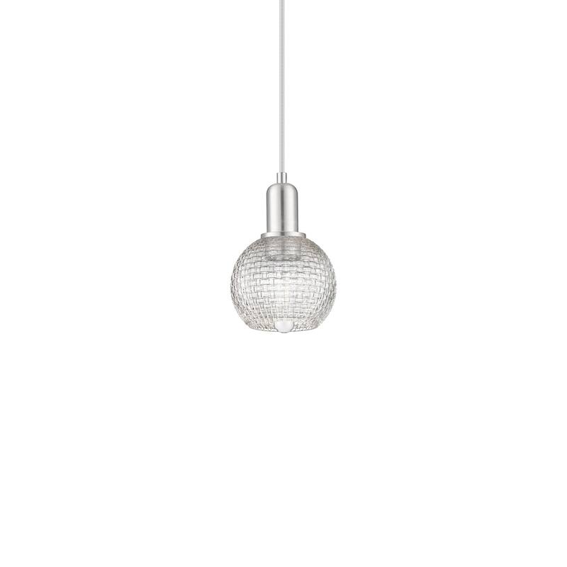 Innovations Lighting 716-1P-9-6 Athens Pendant Athens 6" Wide Mini - Brushed Satin Nickel / Clear Basketweave