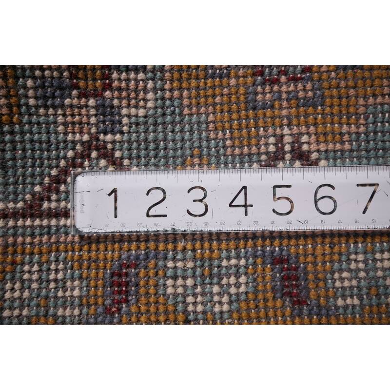 Geometric Viss Indian Large Area Rug Hand-Knotted Wool Carpet - 9'7"x 14'1"