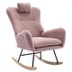 preview thumbnail 19 of 48, Modern Living Room Teddy Fabric Rocking Chair with Pocket and Headrest, Dark Green