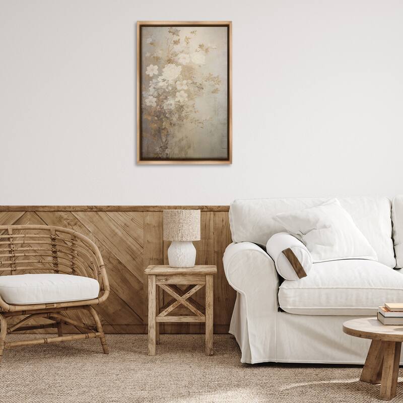 Stupell Muted Vintage Florals Framed Floater Canvas Wall Art Design By LSR Creative Studio