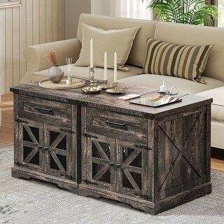 Set of 2 Rustic Oak End Tables with Charging Station, Drawer, and USB ...