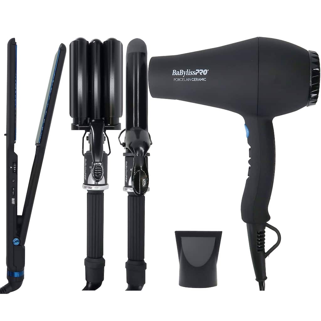 BaByliss Pro LIMITED EDITON Nano Titanium 1-1/2" Ultra-Thin Flat Iron + Porcelain Ceramic Gift Box (Dryer, Waver, Curling Iron)