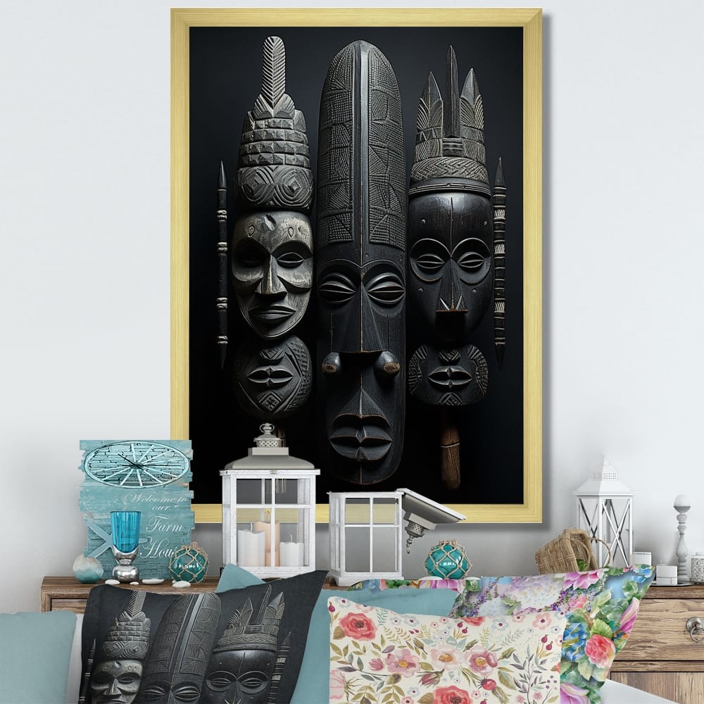 Designart "African Mask" African American Art Framed Wall Art Prints