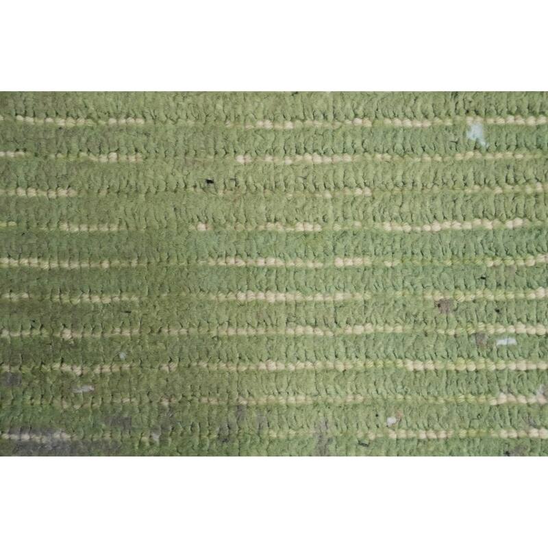 Hand Knotted Oriental Viscose Silk Carpet Modern All-Over Green Abstract Area Rug - 4' 0'' X 2' 0''