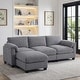 preview thumbnail 73 of 96, Modern Couduroy Modular Sectional Sofa Couch with Ottoman for Living Room Dark Grey/L-Shaped Sofa - Reversible