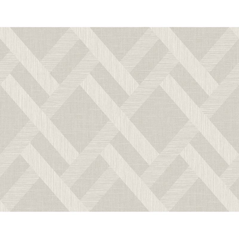 Seabrook Designs Linen Trellis Embossed Vinyl Unpasted Wallpaper - 27 in. W x 27 ft. L - Morning Fog