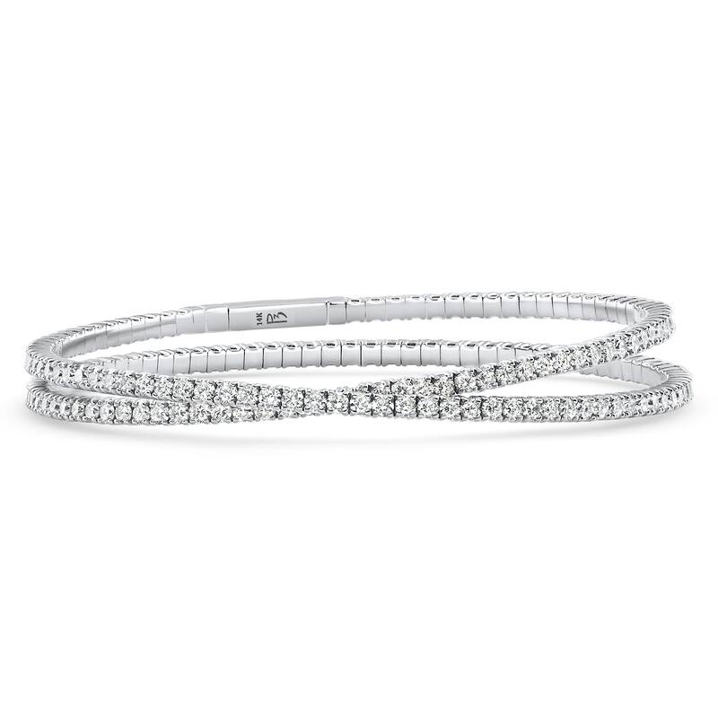 1.70Ct Round Double Flex Diamond Bangle 7" Tennis Bracelet Gold Lab Grown