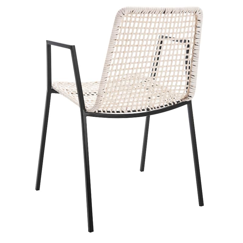 SAFAVIEH Sibbie Woven White Leather Dining Chair (Set of 2) - 20" x 21" x 31" - 20Wx21Dx31H
