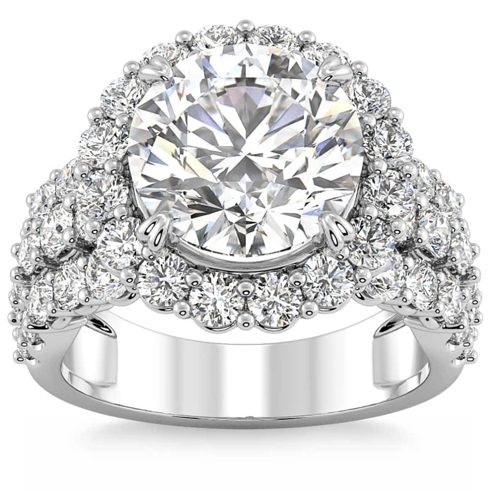Certified 5Ct Diamond Multi Row Engagement Ring Gold Lab Grown