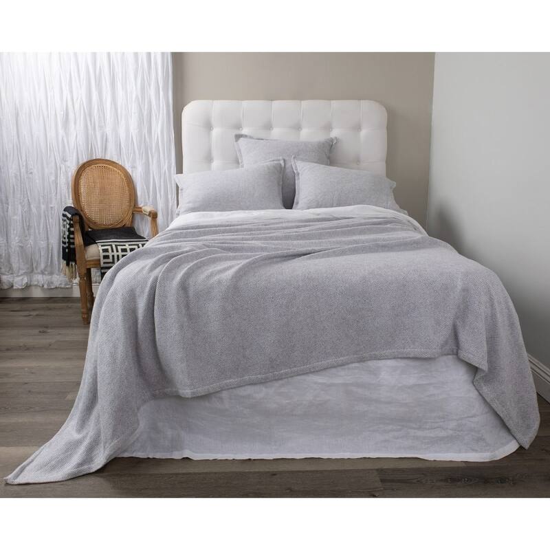 Silas, Cotton Blend, Grey, Coverlet - Grey - Twin