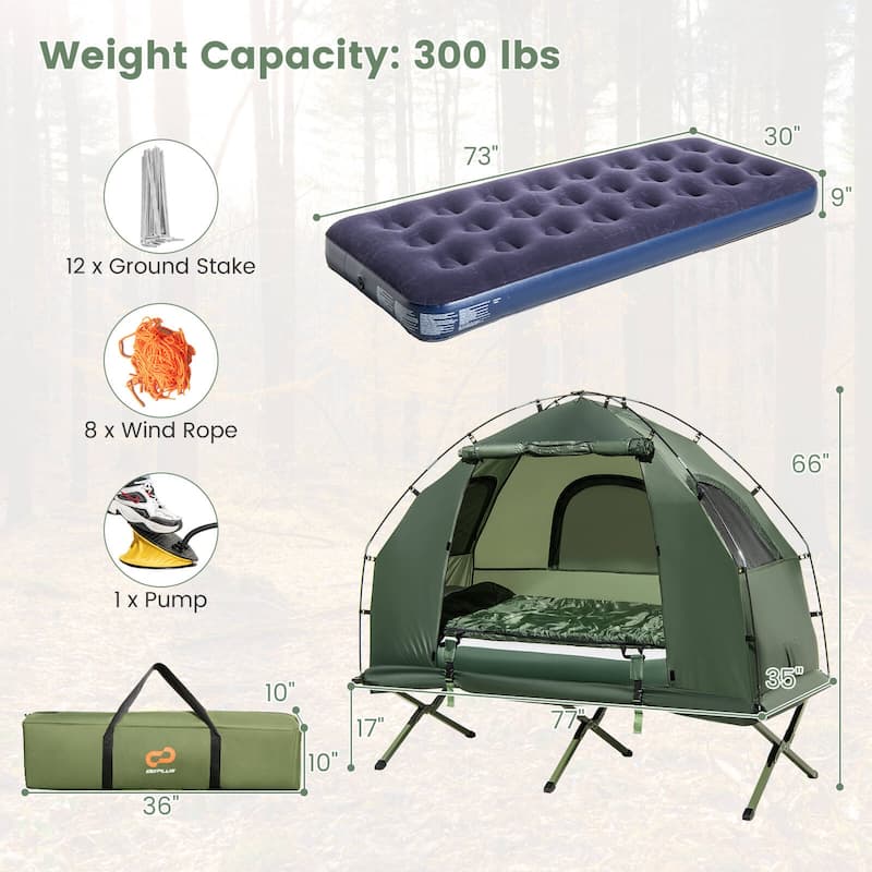 Goplus 1-Person Waterproof Camping Tent Cot with Air Mattress, Pillow, - See Details