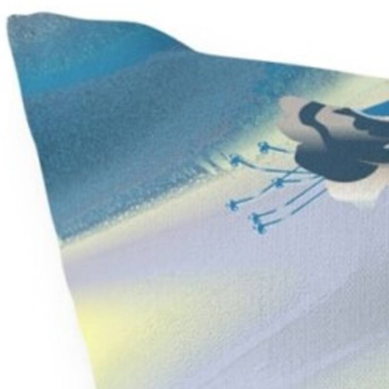 HomeRoots 26" X 26" Blue and Yellow Bird Blown Seam Floral Indoor Outdoor Throw Pillow - 26.00' X '26.00' X '5.00