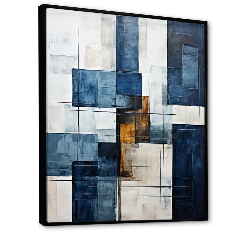 Designart "Indigo Illusion Abstract Shapes V" Abstract Shapes Framed Wall Decor