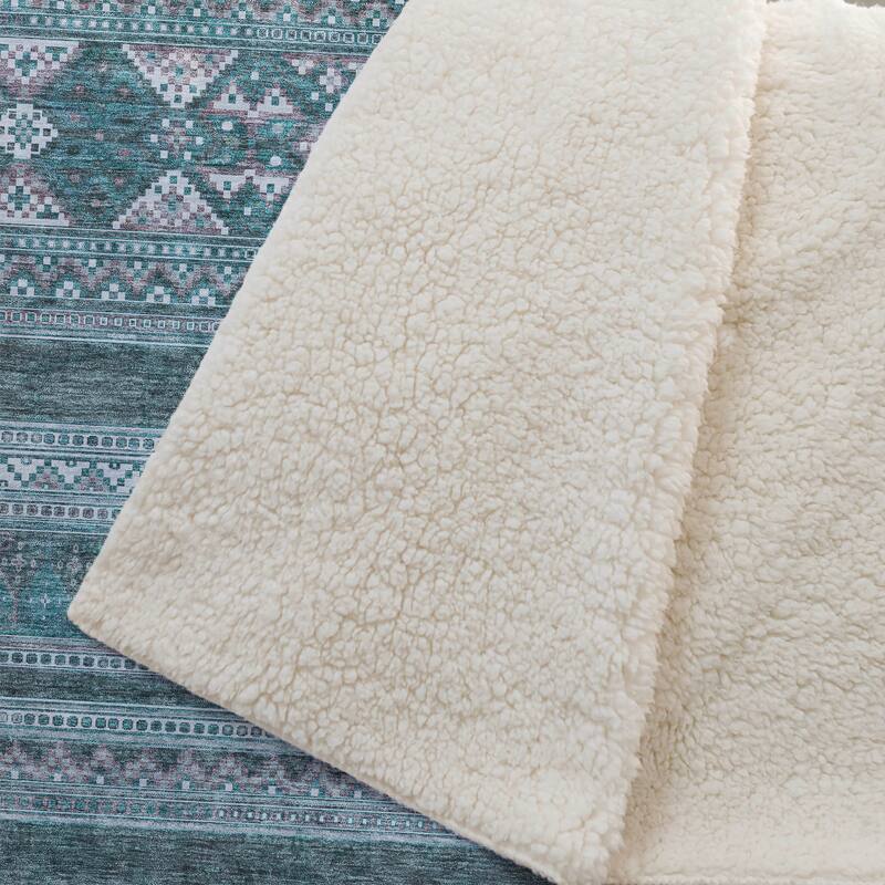 Premium Machine Washable Boho Moroccan Sherpa Throw Blanket