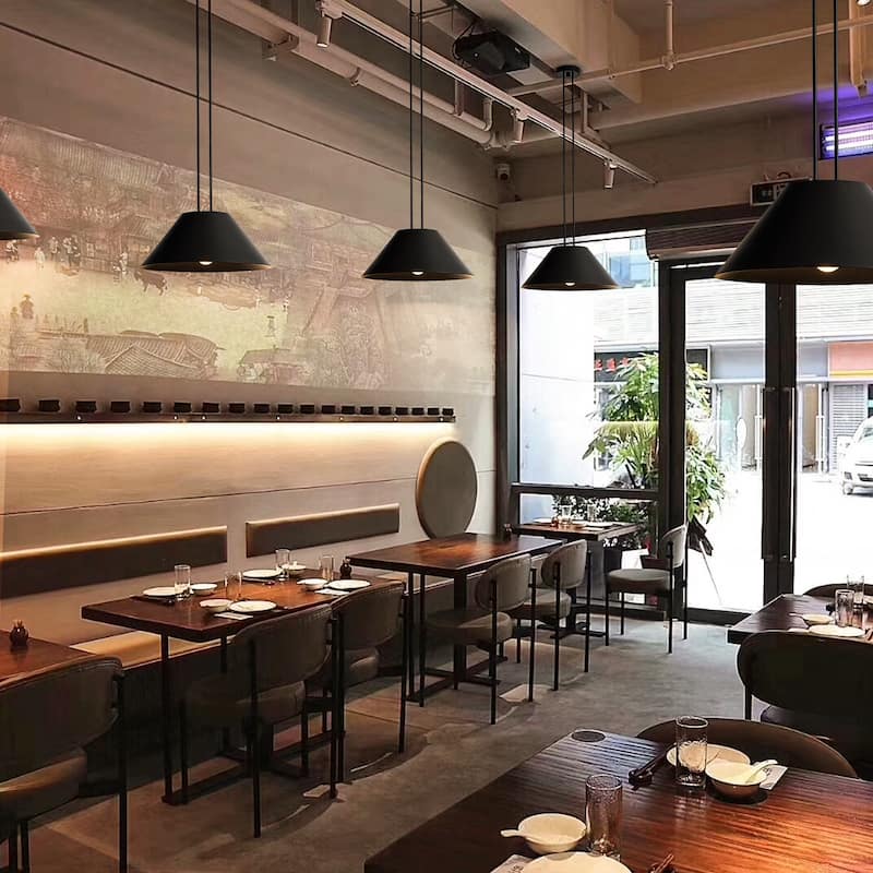 1-Light Modern Industrial Black Pendant Chandeliers with Metal Cone Shade for Dining Room - 16.5