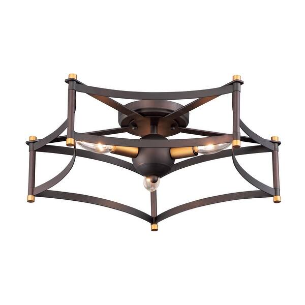 slide 2 of 4, Wellington 19.75" Wide Steel Flush Mount Ceiling Light - oil rubbed bronze / antique brass