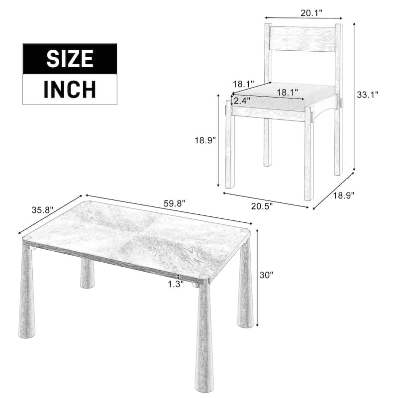 Retro 7-Piece Dining Table Set with Upholstered Chairs for Timeless Kitchen and Dining Elegance