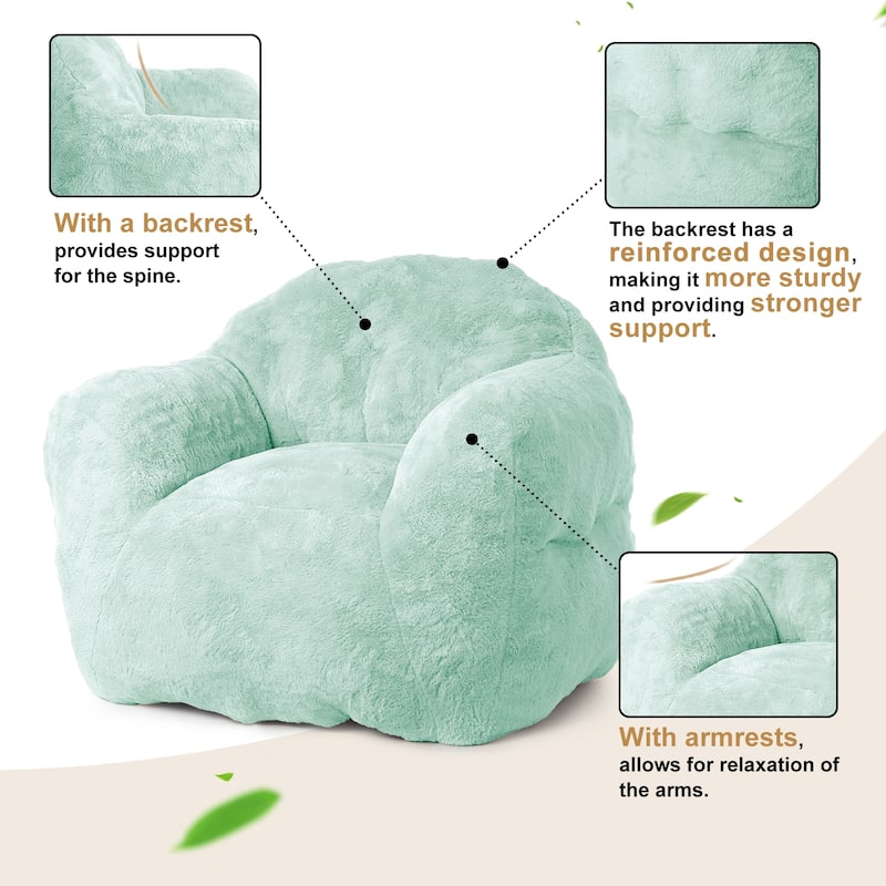 Giant Bean Bag Chair with Armrest Foam Filled Sofa Chair for Living Room Bedroom
