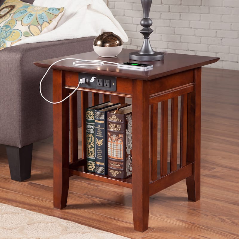AFI Mission End Table with Charging Station
