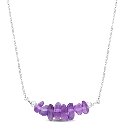 Miadora 1 1/5ct TGW Fancy Amethyst Bead Necklace in Sterling Silver-17+2 in.