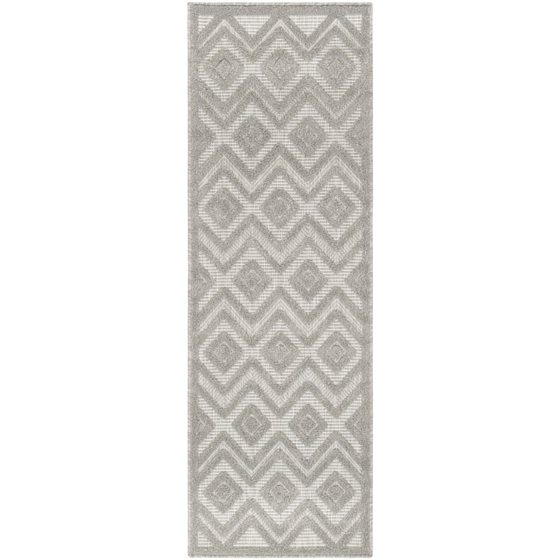 Nourison Versatile Indoor/Outdoor Geometric Flatweave Area Rug - 2' x 6' - Silver/Grey