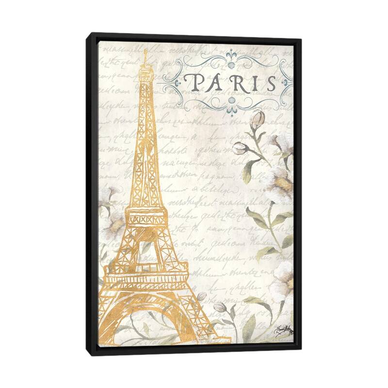 iCanvas "Golden Paris I" by Elizabeth Medley Framed Canvas Print - Black - 40x26