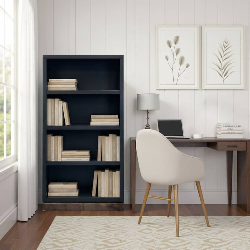 Bridgevine Home Nora Modular 60 inch High Bookshelf, No Assembly Required, Two-Tone Finish