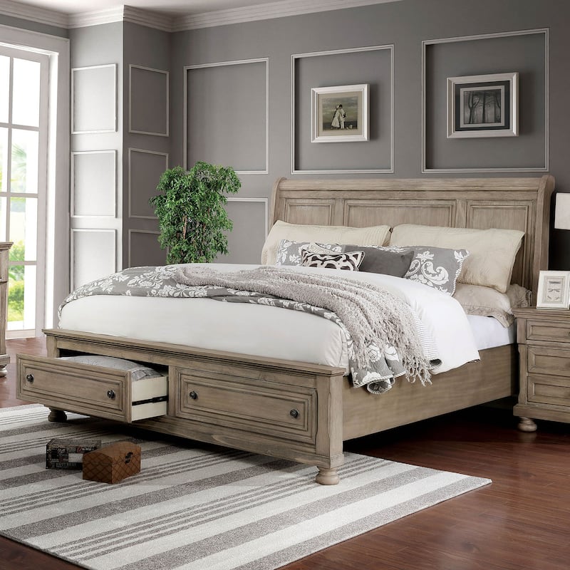 Nahkohe Transitional Grey Wood 2-Piece Storage Sleigh Bed and Chest Set by Furniture of America