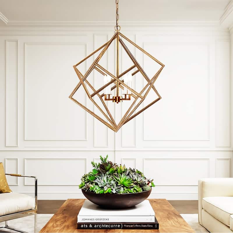26" Steel Cage Medium Size Adjustable Lantern Iron Art Design Candle-Style Chandelier Pendant Lamp
