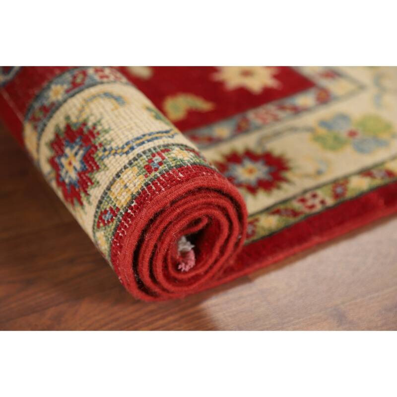 Red Kazak Foyer Rug Handmade Traditional Wool Carpet - 2'9" x 4'1"