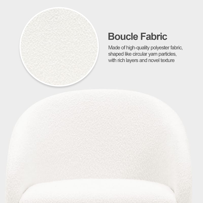 Modern Fabric Upholstered Dining Chairs, Boucle Arm Side Chair - 30" H x 22.2" W x 21.7" D