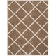 preview thumbnail 43 of 59, SAFAVIEH New York Shag Friedliese Trellis 1.2-inch Thick Rug 5'1" x 7'6" - Dark Beige/Ivory - Rectangle