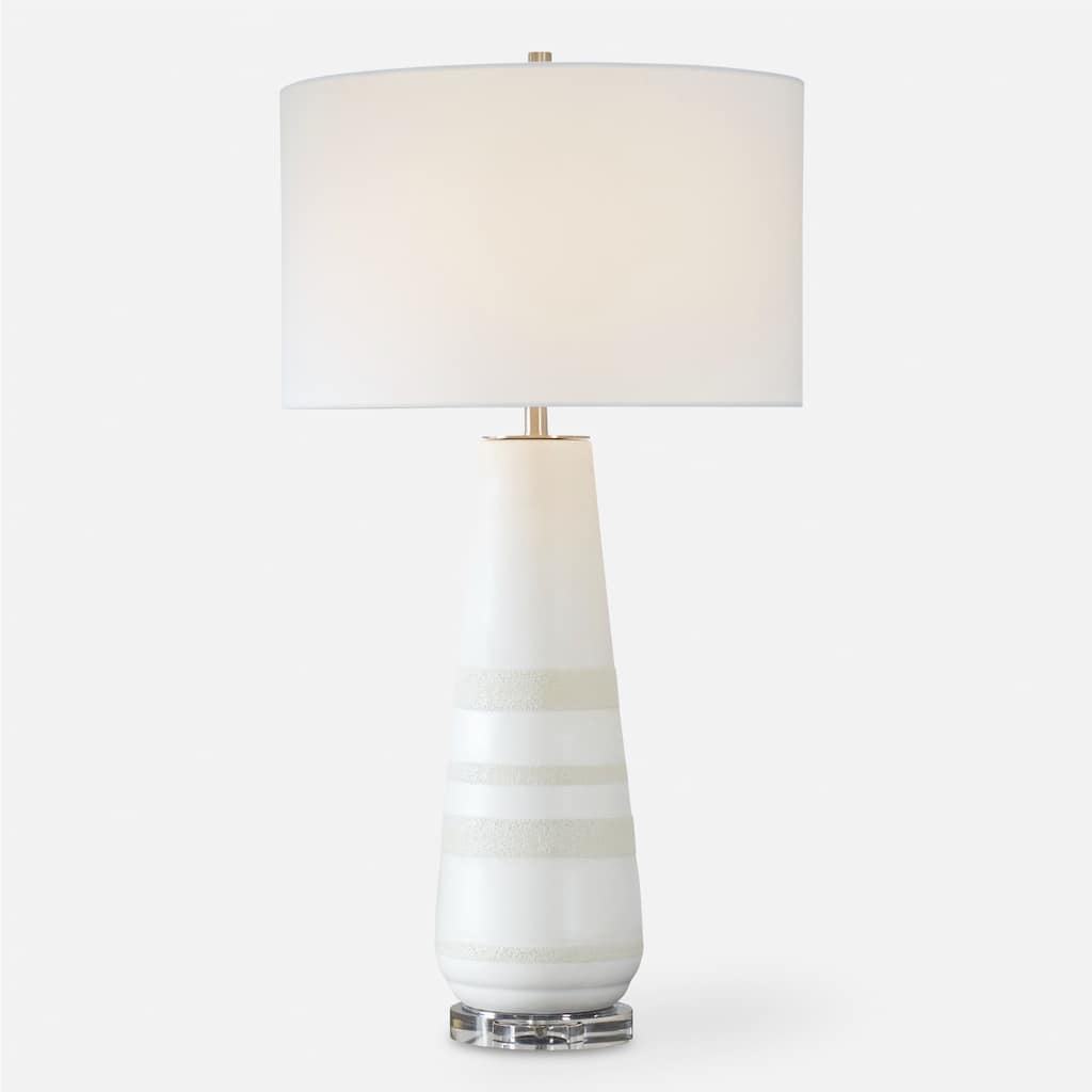 Ceramic Table Lamp with White Round Shade - 31" - Cream