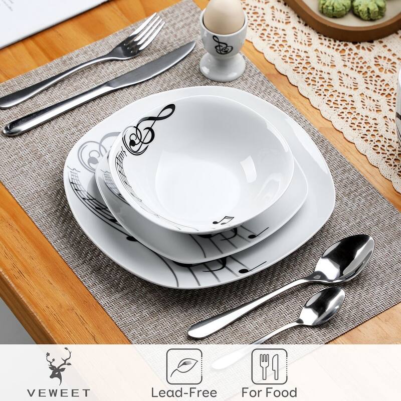 VEWEET 20-Piece White Porcelain Dinnerware Set (Service for 4)