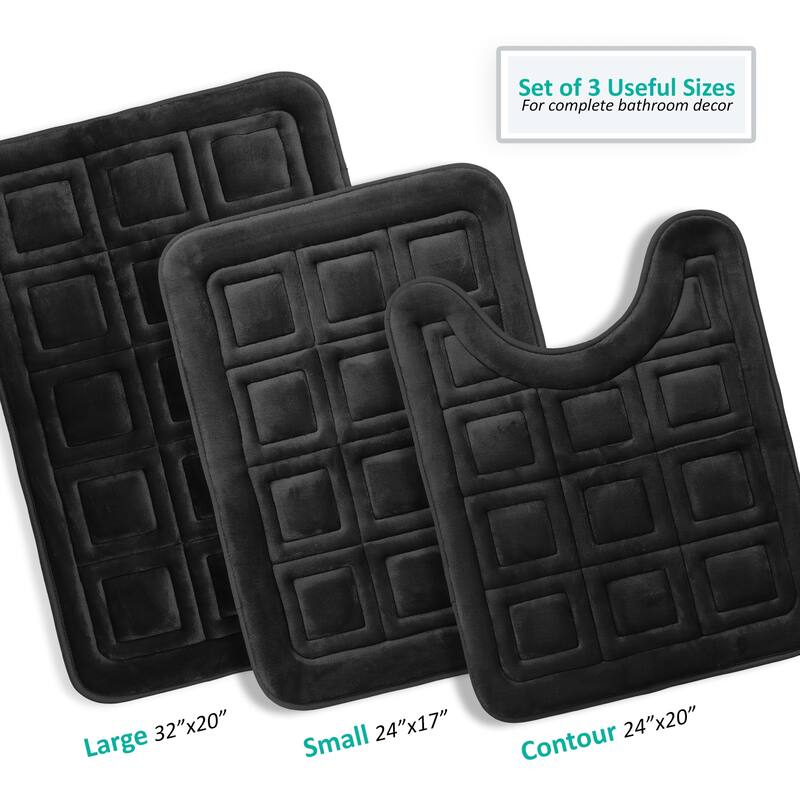 Clara Clark Ultra Soft Non Slip and Absorbent Bath Rug - Waffled Velvet Memory Foam Bath Mat