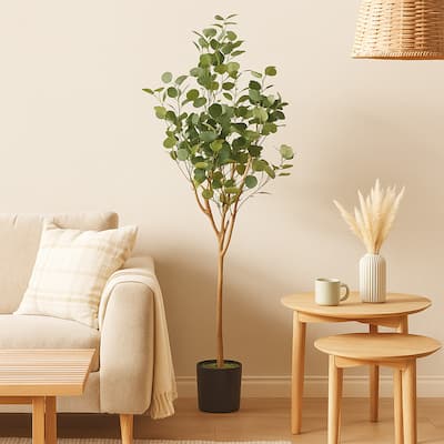 Zylo Faux Tree Eucolites Plant, 59 Inch, Green Polyester