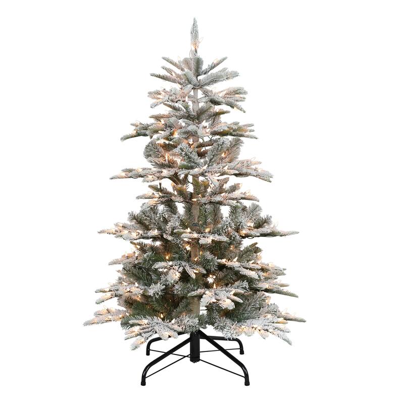 Puleo International 4.5 Pre-Lit Flocked Fir Artificial Tree