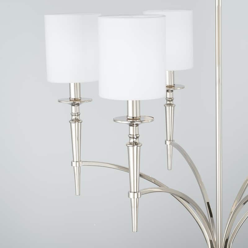Abbie 31" 6-light Chandelier w/ White Fabric Stay-Straight Shades